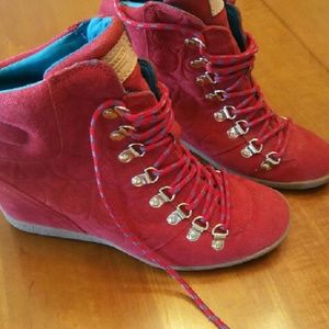 Coach red suede boots